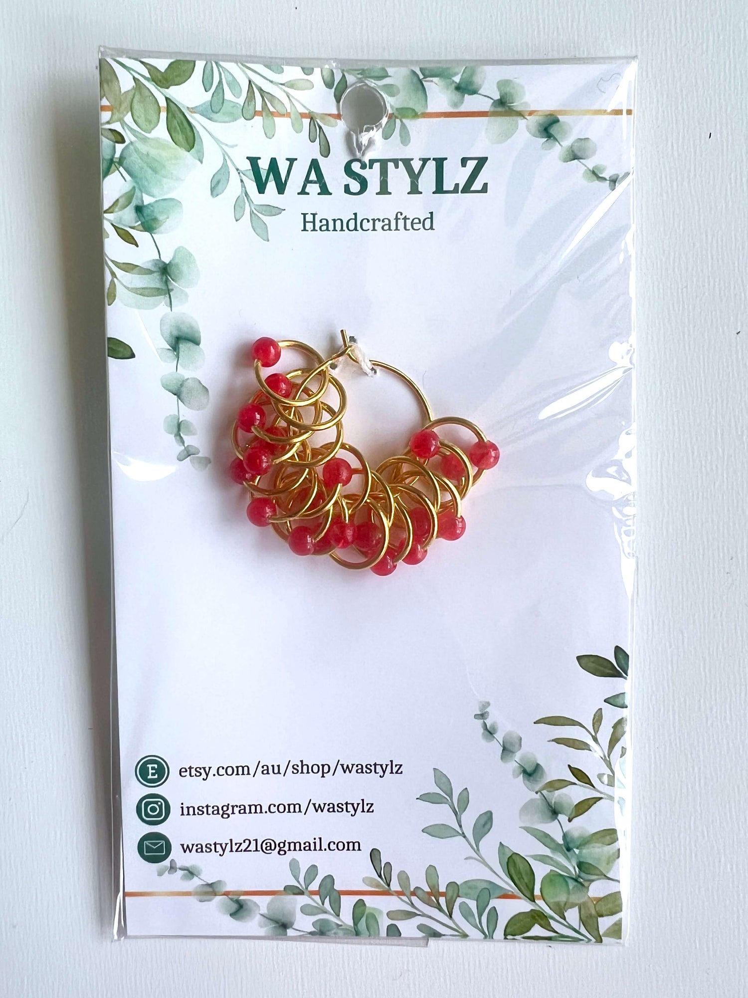 Stitch Markers | Set of 20 Red - Natural Fibre Arts