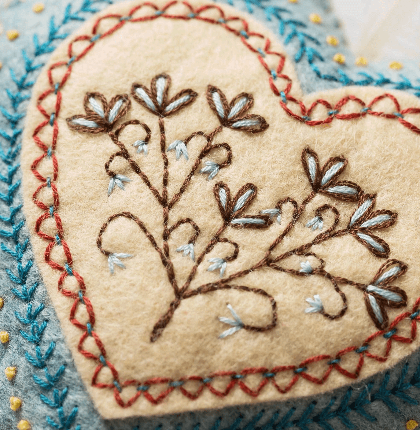 Embroidered Heart Felted Kit - Natural Fibre Arts