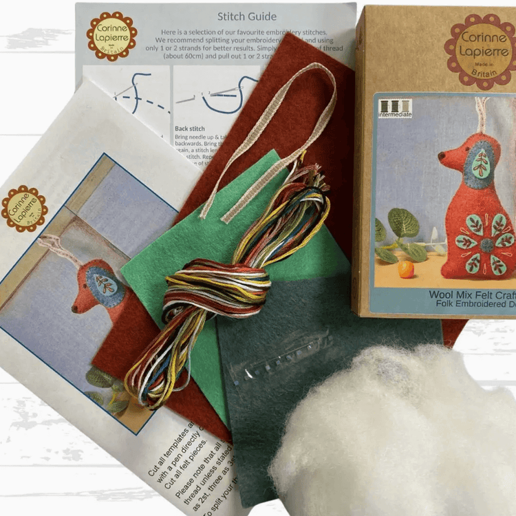 Folk Dog Felted Craft Kit - Natural Fibre Arts