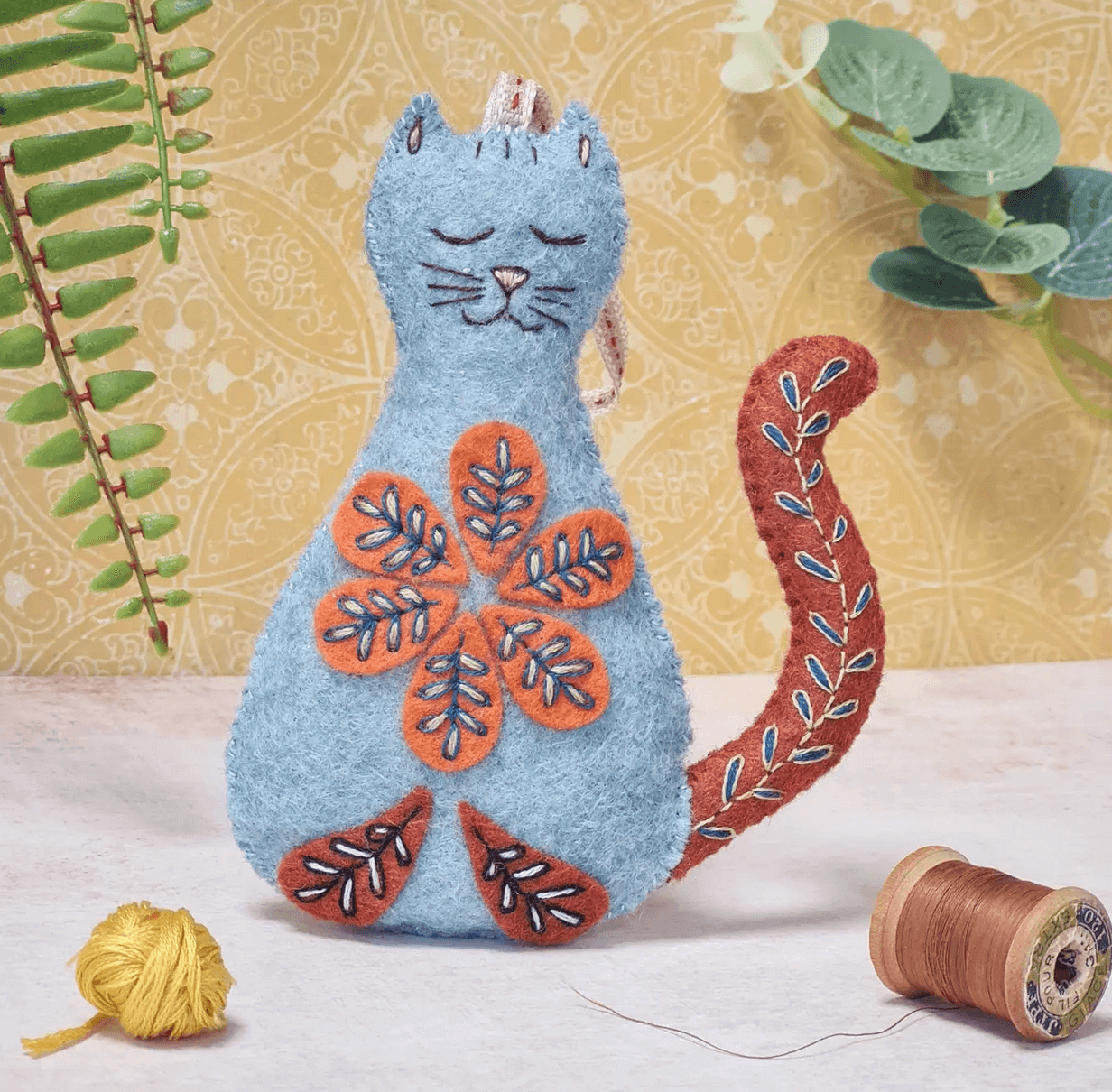 Folk Cat Felted Craft Kit - Natural Fibre Arts