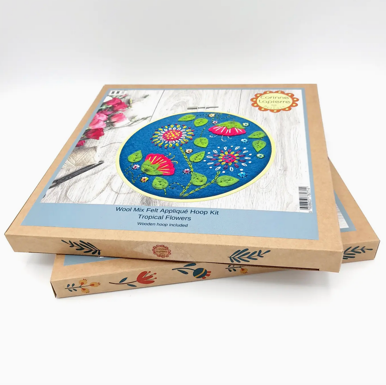 Tropical Flowers Applique Hoop Craft Kit - Natural Fibre Arts