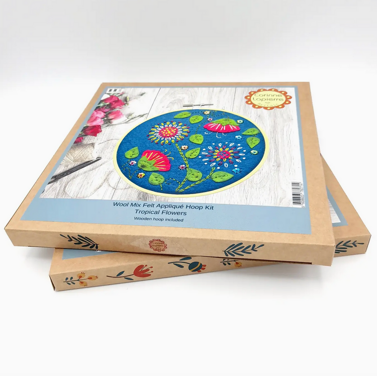 Tropical Flowers Applique Hoop Craft Kit - Natural Fibre Arts