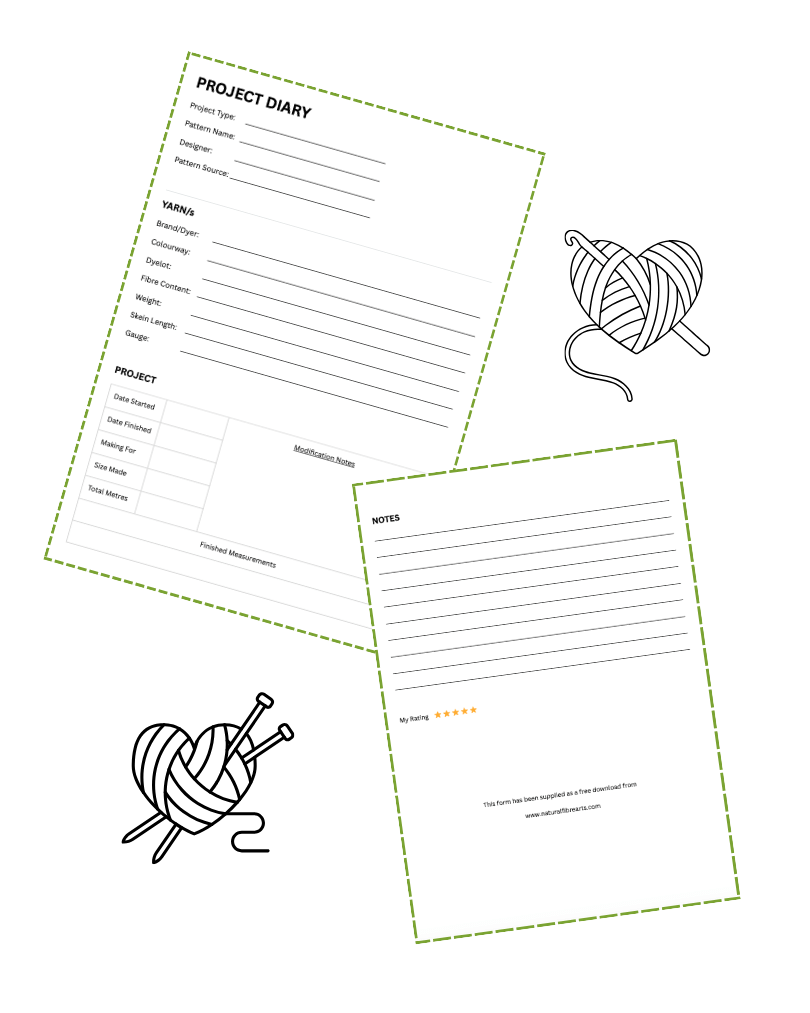 Project Diary Sheet- Free Download | Natural Fibre Arts