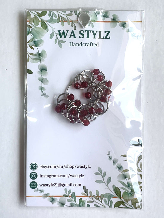 Stitch Markers | Set of 20 Dark Red - Natural Fibre Arts
