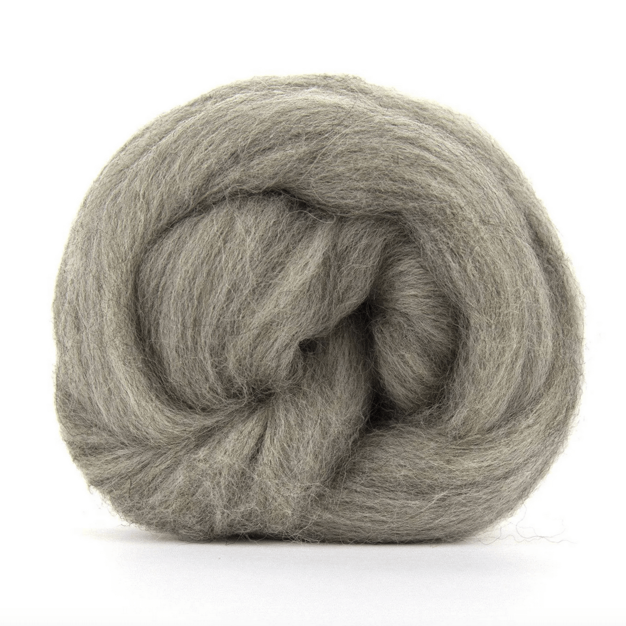 An unspun naturally light grey Shetland top for spinning, felting, dyeing, weaving