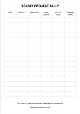 Yearly Project Tally - Free Download - Natural Fibre Arts