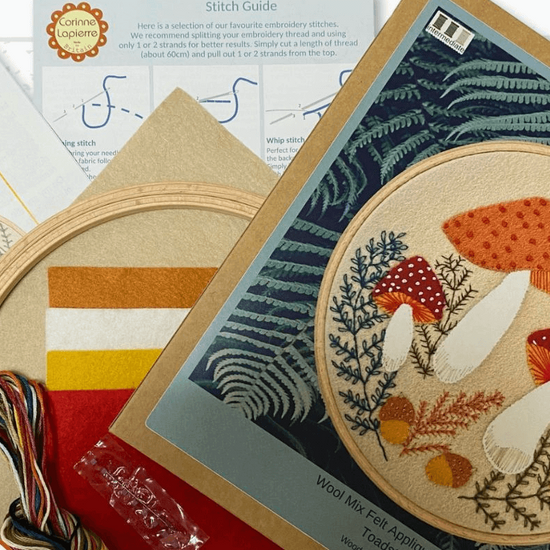 Toadstool Appliqué Hoop Kit - Natural Fibre Arts