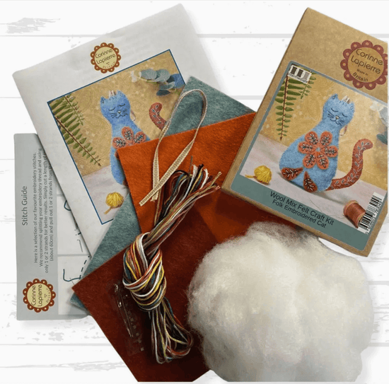 Folk Cat Felted Craft Kit - Natural Fibre Arts