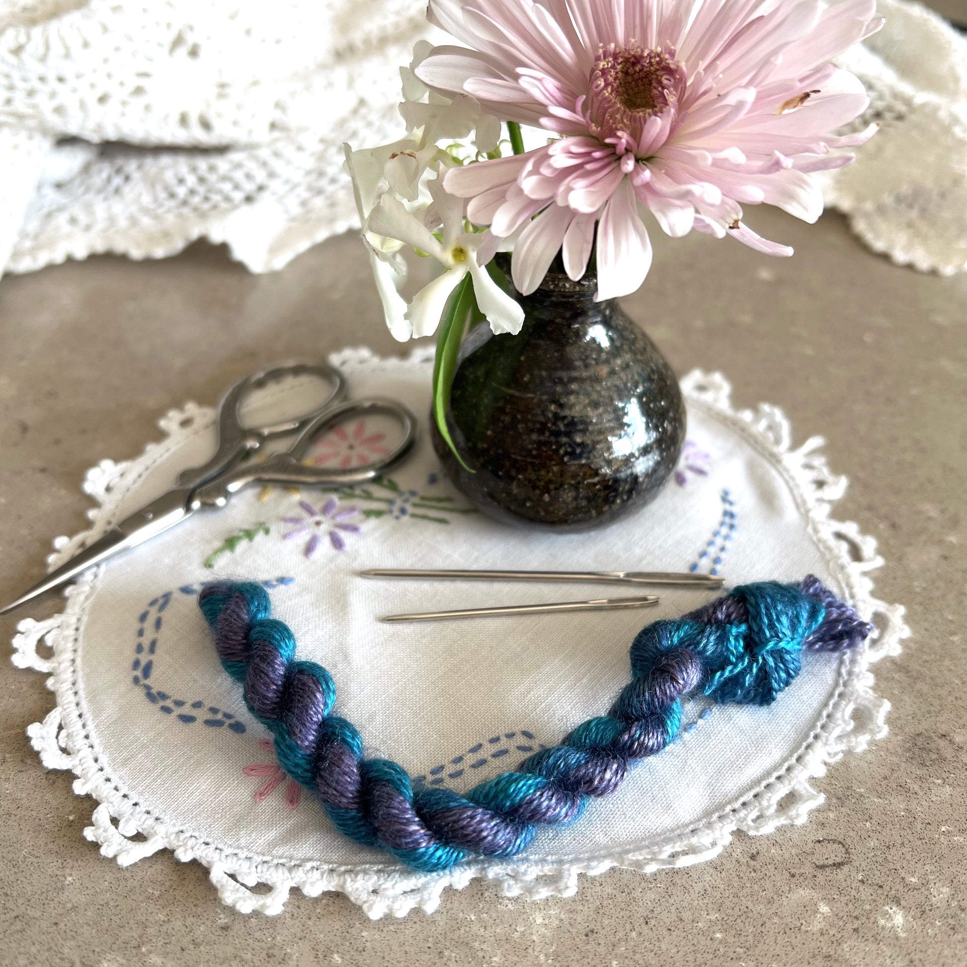 BFL Silk Embroidery Thread - Bright Blue Purple - Natural Fibre Arts