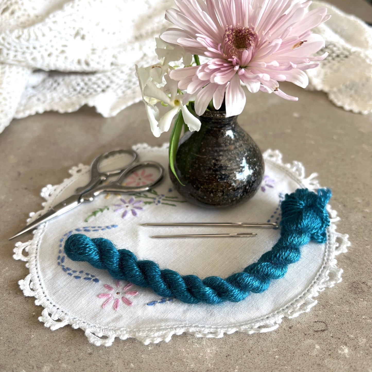 BFL Silk Embroidery Thread - Bright Blue - Natural Fibre Arts
