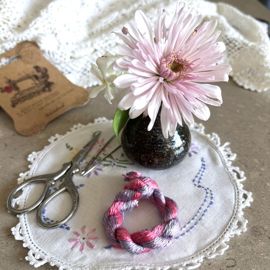 Silk Embroidery Thread - Pink Mauve Blend - Natural Fibre Arts