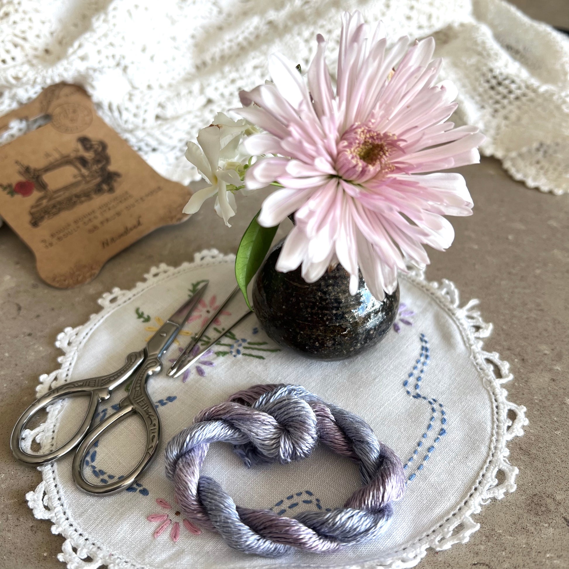 Silk Embroidery Thread - Pastel lavender purple blend - Natural Fibre Arts